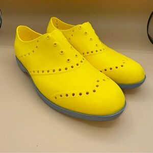 Biion‎ Brights Yellow Perforated Oxford Shoes, Mens Size 9 EUC